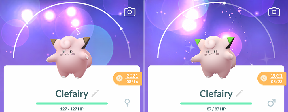 Normal and Shiny Clefairy in Pokemon Go