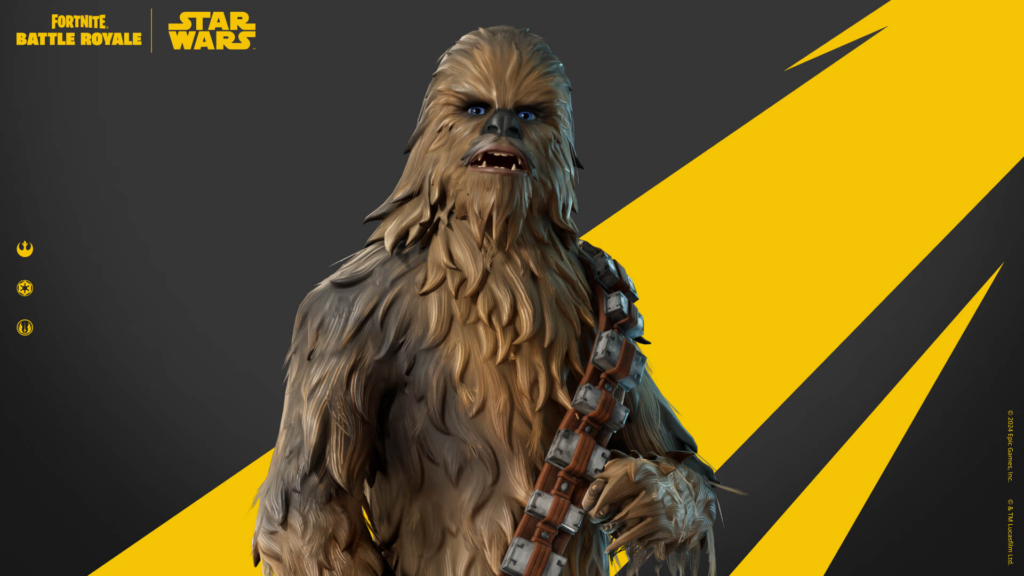 The Chewbacca character in Fortnite's Battle Royale game mode