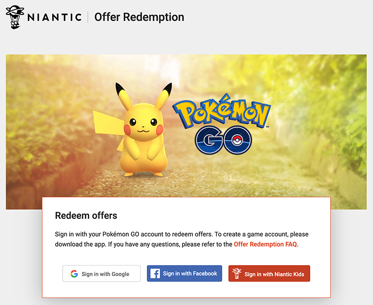 Niantic Offer Redemption