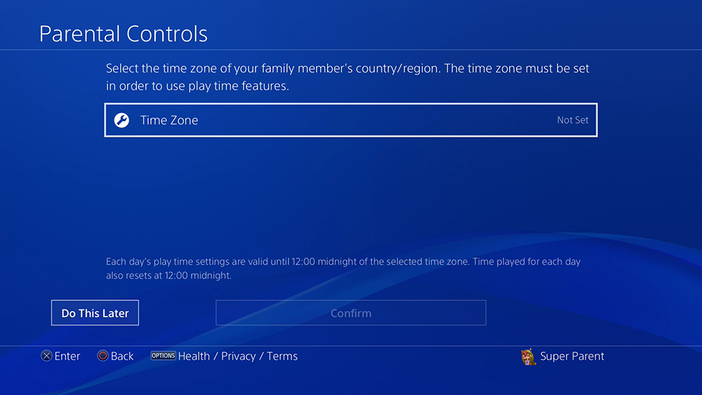 How to set parental outlet controls on playstation 4
